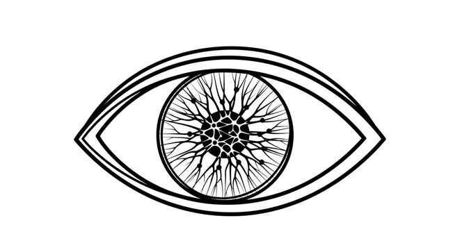 Abstract Eye Iris with Neural Network Pattern, Black and White