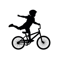 Fototapeta premium Boy Doing Bicycle Stunt Silhouette Icon