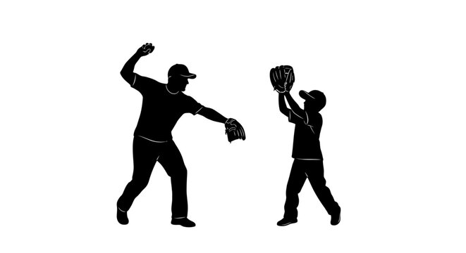 Father's Day Baseball, sport, silhouette, vector icons, black, illustration, athletic, players, game, sports equipment Vector