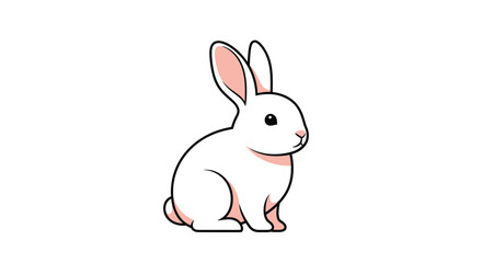 Obraz premium Cute White Rabbit Sitting Down.