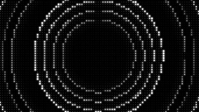 Sonar Pulse Echo Simulation: Animated Halftone Dot Grid with Deep Water Acoustic Wave Rings, Ghost Reflections and Additive Flare on Black Background