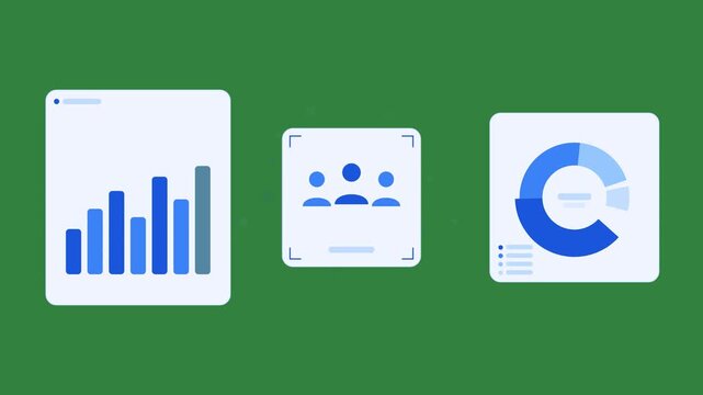 Analytics Dashboard Icons Set on Green Background