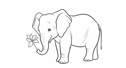 Fototapeta premium Elephant Holding a Flower.