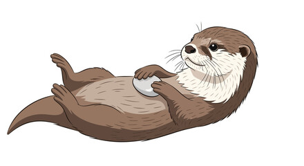 Otter cartoon smiling aquatic mammal. © ainul