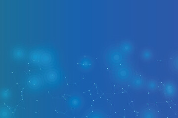 Obraz premium Abstract network of glowing white dots connected by thin blue lines on gradient blue background