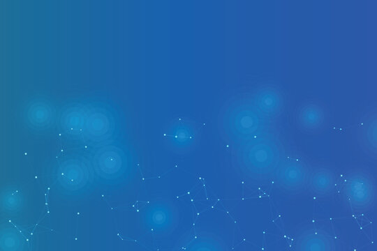 Abstract network of glowing white dots connected by thin blue lines on gradient blue background
