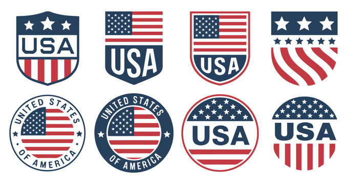 usa badge patch icon set