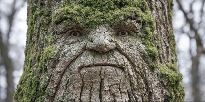 tree with a face in the trunk - living ancient tree of life