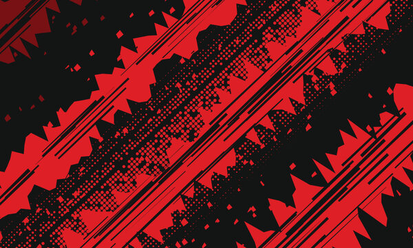 Bold red and black urban grunge pattern with diagonal lines and textures