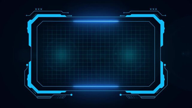 Futuristic hud interface overlay with digital grid and glowing blue