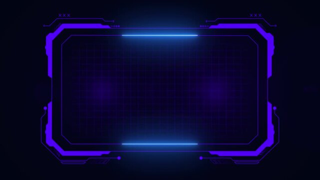 Futuristic hud interface overlay with glowing neon grid and digital data frame