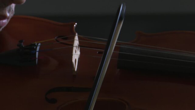 Bilbao, spain; may 21 2022: professional musician playing violin in studio