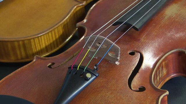 Bilbao, spain; may 21 2022: classical antique violin craftsmanship close up