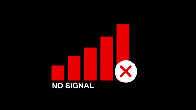 Connectivity signal lost icon animation inside red color digital disconnection communication disruption issue animation on transparent background background in 4K animation with alpha channel