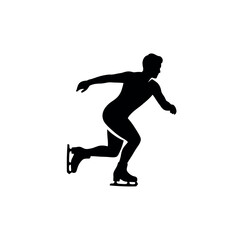 Obraz premium Black Silhouette of an Ice Skater Gliding on Ice