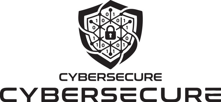 Cybersecure shield icon with digital circuit and binary code pattern