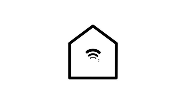 Minimalist black and white home with wi fi symbol modern digital communication concept