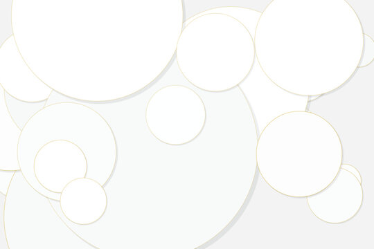 Overlapping white circles with gold outline on light gray background, abstract geometric pattern
