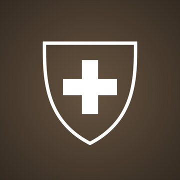 Monochromatic shield with flag of Switzerland
