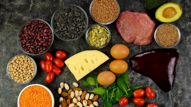 Foods that contain vitamin B1. Selective focus. food.