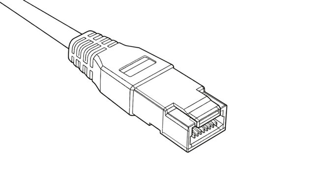 RJ45 Ethernet cable connector isolated on transparent background, Vector