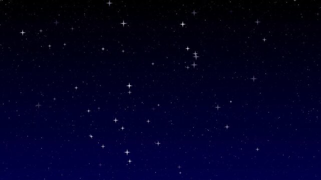 Twinkling night sky background, with animated glowing, stars and deep, blue gradient