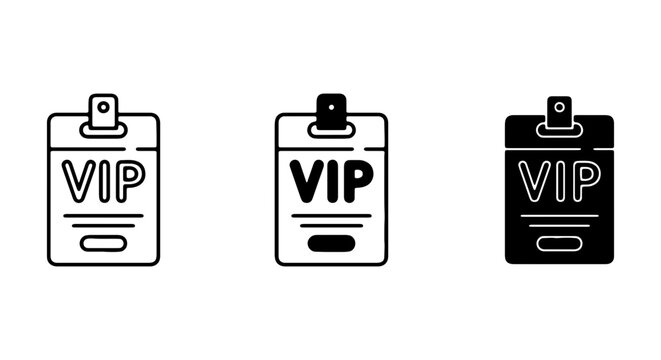 VIP Pass Icons, Access Card Vector Set, Exclusive Membership Badge Graphics, Premium Event ID