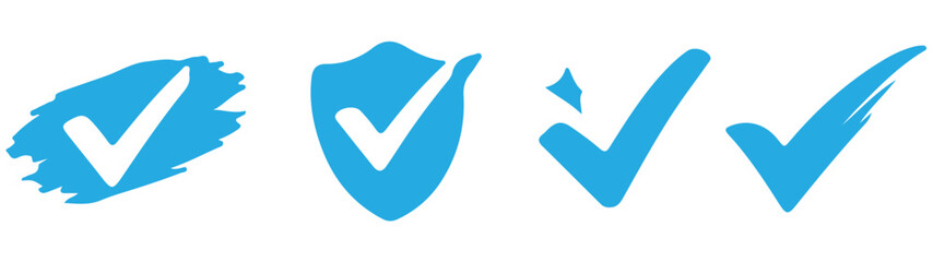 Verified badge icon tick symbol vector approved check mark icon. Blue green checkmark icons - Certificate badge Quality certify icon  ©  