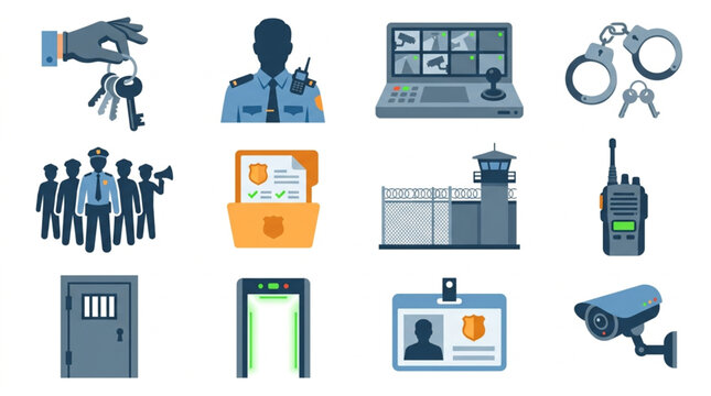 Security and Law Enforcement Icons Collection.