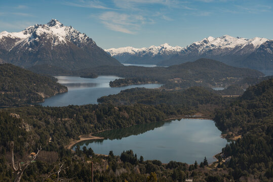 Snow capped mountains and lakes in Patagonia