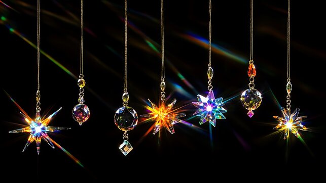 Crystal suncatchers with rainbow light refractions