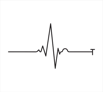 Cardiogram line graph with peaks and troughs on white background