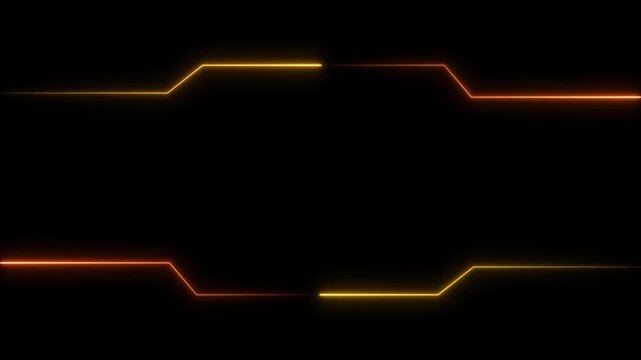Minimalist glowing neon hud frame border animation on black background