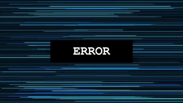 Digital Error Message on Blue Glitch Background, System Failure Animation, Technical Glitch Loop, Data Corruption Graphic, Cyber Security Warning 4k video