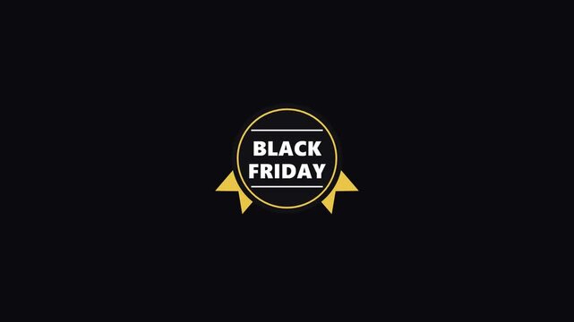 Black Friday sale announcement with circular badge and ribbon