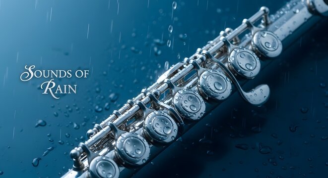 A serene musical composition with a flute and falling raindrops, ideal for background use in audio-visual projects and promotional content.