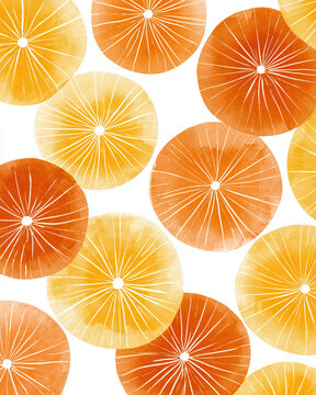 Golden orange watercolor sunburst circle pattern minimal floral