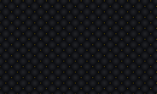 Black quilted upholstery with gold studs seamless pattern