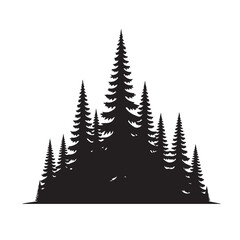 Obraz premium Pine forest silhouette vector graphic with coniferous tree cluster for outdoor and nature design