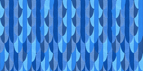 abstract seamless background of blue and blue feather shapes © WatercolorDigitalArt