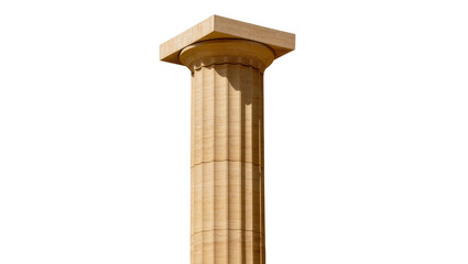 Naklejka premium Ancient Greek Doric stone column with fluted shaft, isolated on transparent background