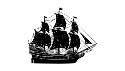 Sailing ship silhouette sailing on ocean nobody © MorsidaStock