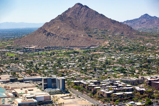 Camelback Mountain from over old town Scottsdale, Arizona