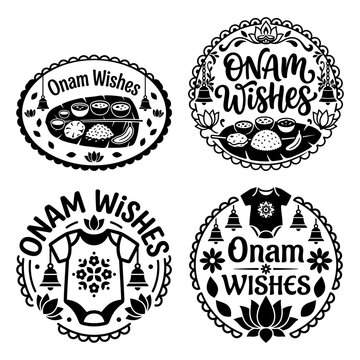 Onam wishes sadhya wreath badge collection