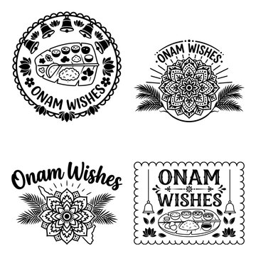 Onam wishes sadhya floral tag collection