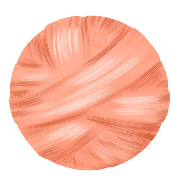 Orange simple flat art ball of knitting thread isolated on transparent background.
