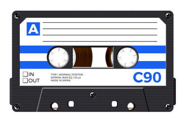 Cassette with retro label as Israel flag, vintage object for 80s revival mix tape design © swillklitch