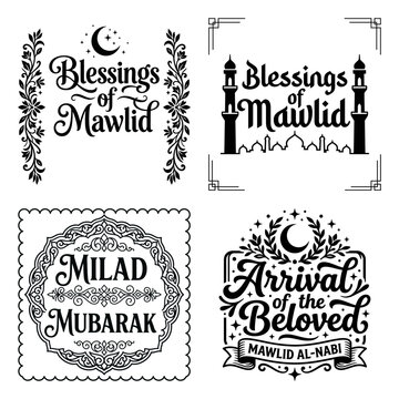 Blessings Mawlid arrival beloved and Milad labels