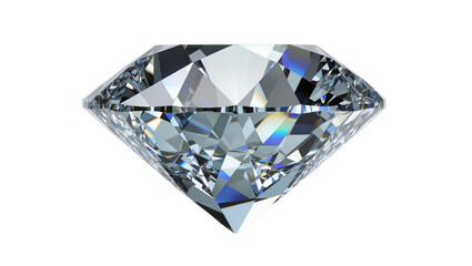 Fototapeta premium Sparkling brilliant cut diamond with rainbow refractions, isolated on transparent background