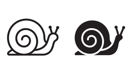 Snail icon illustration comparison with white and black spiral shell vector design for web and app UI badges © skakter24